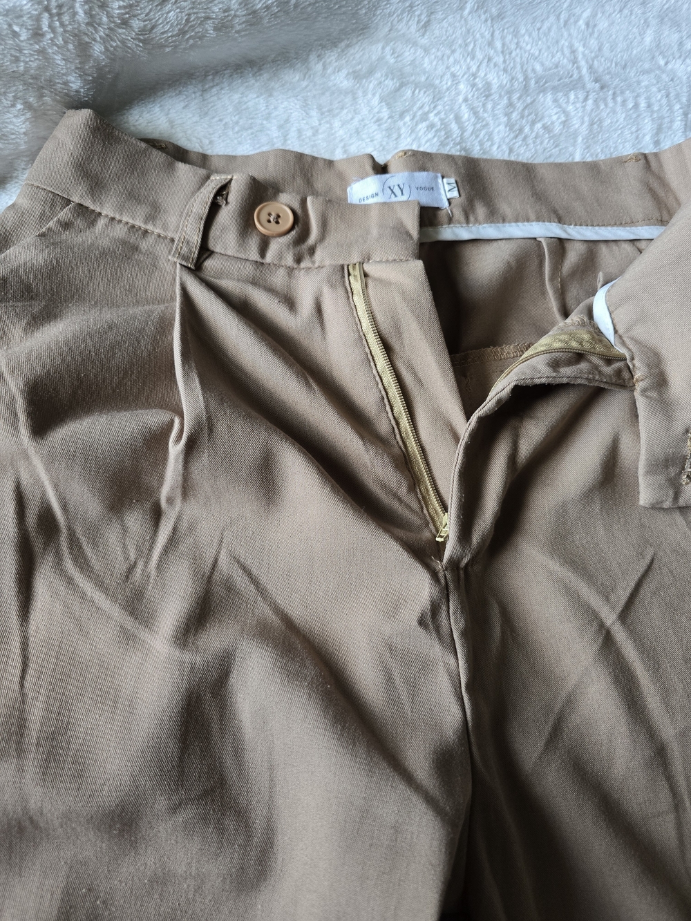 Design ​XY Vogue Camel Brown Pleated Straight Leg Tailored Pants Medium - Picture 7 of 8